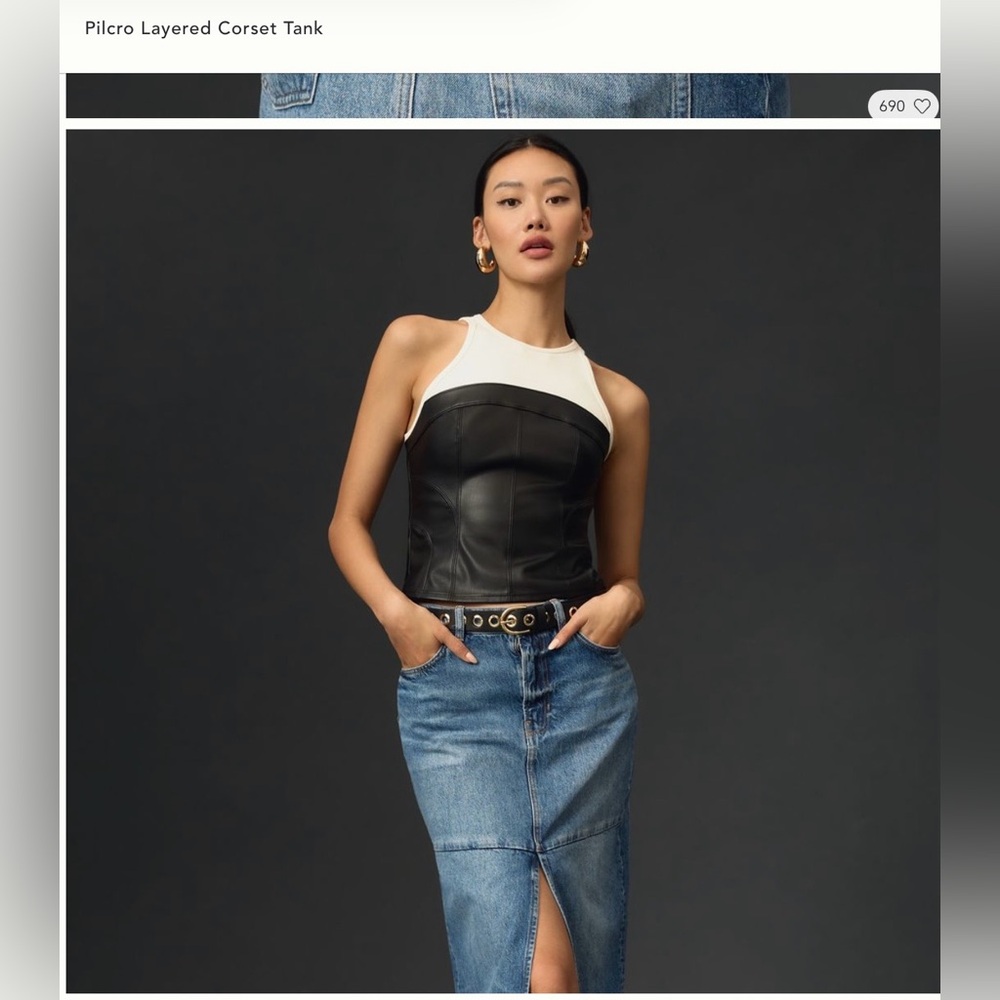 Pilcro Layered Faux Leather Tank